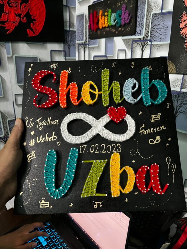 Couple Name String Art Board Infinity Love