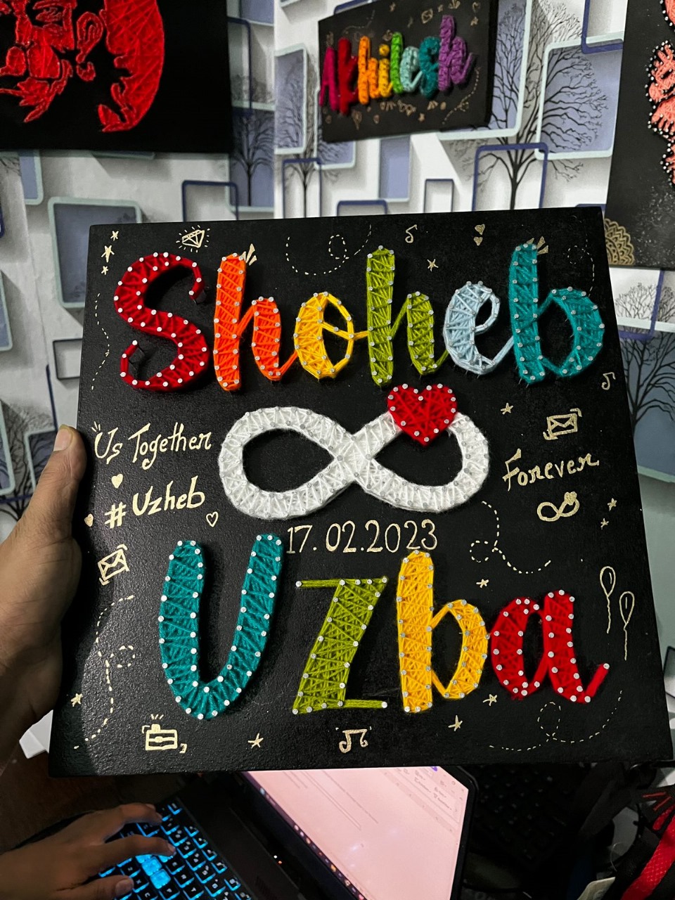 Couple Name String Art Board Infinity Love