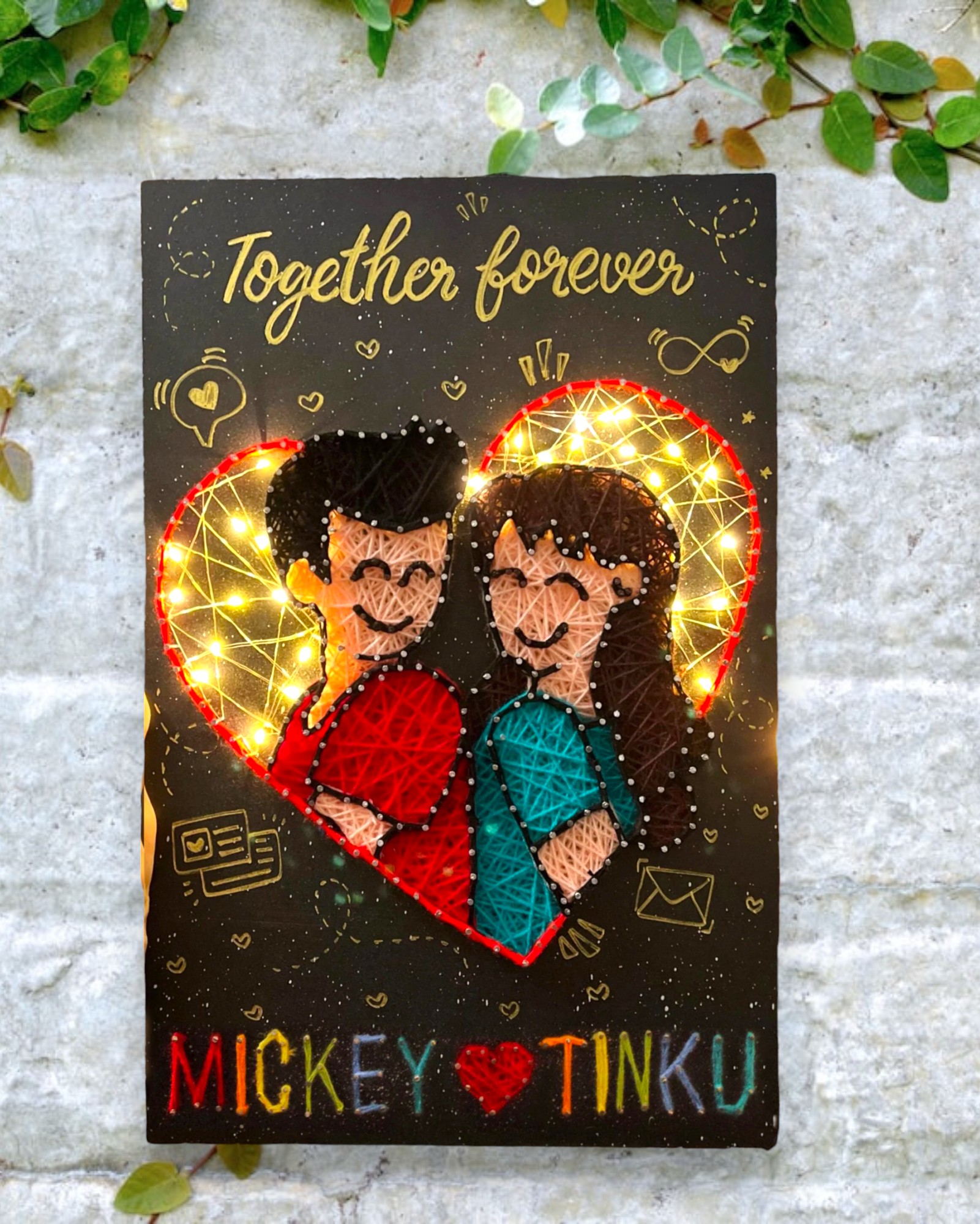 Couple's Lighted String Art Eternal Love