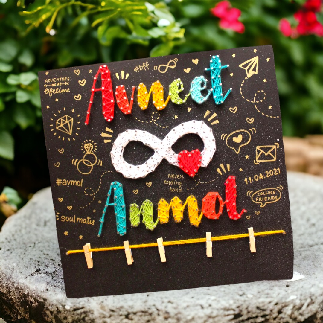 Deuce Name of a Couple's String Art with Pictures - Image 2