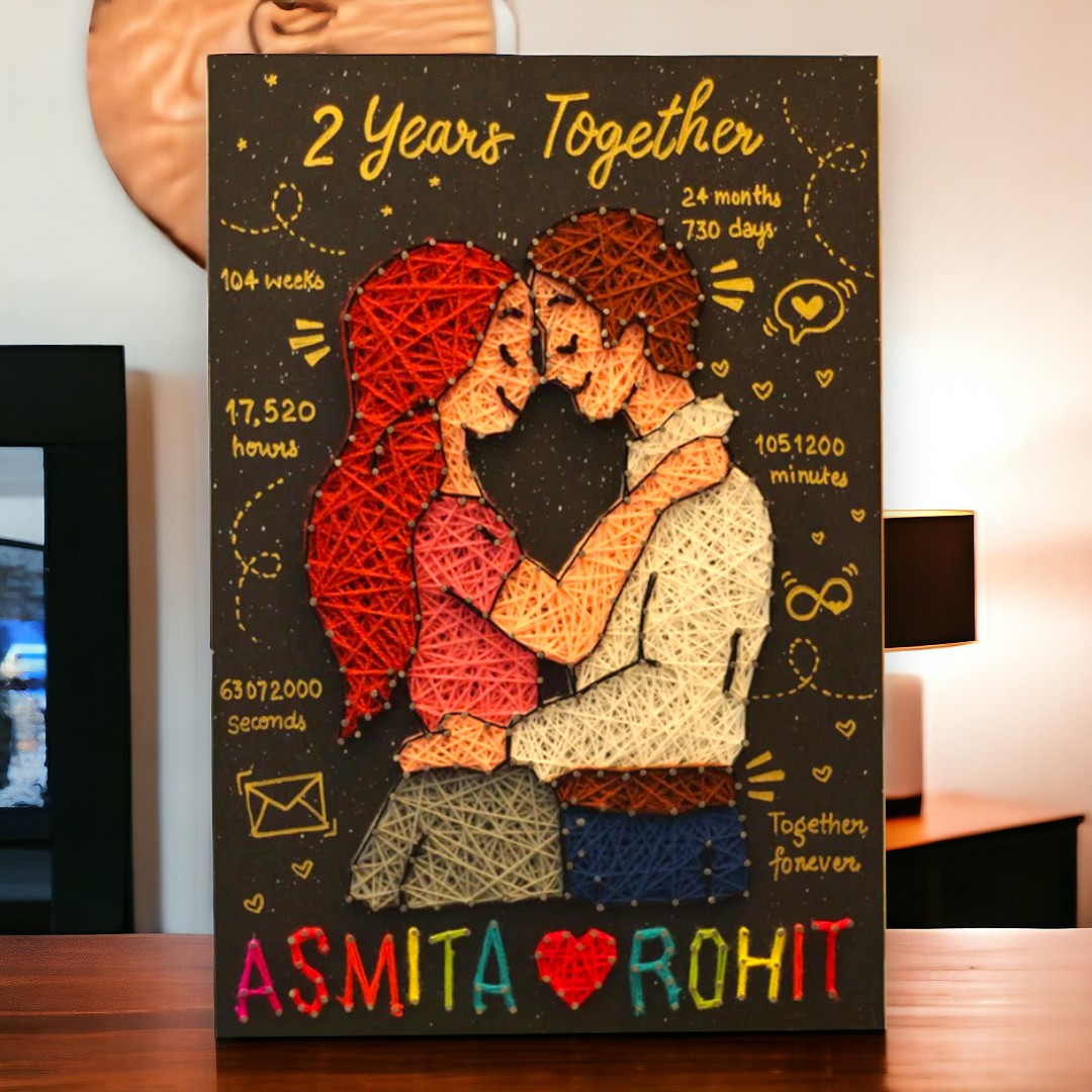 The Touch Of Love A String Art Illustration of a Couple